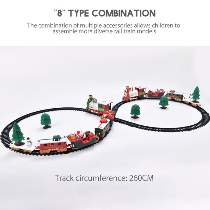 Trem Elétrico de Natal SURENHAP para Crianças - Brinquedo Clássico com Compartimentos e Trilhos