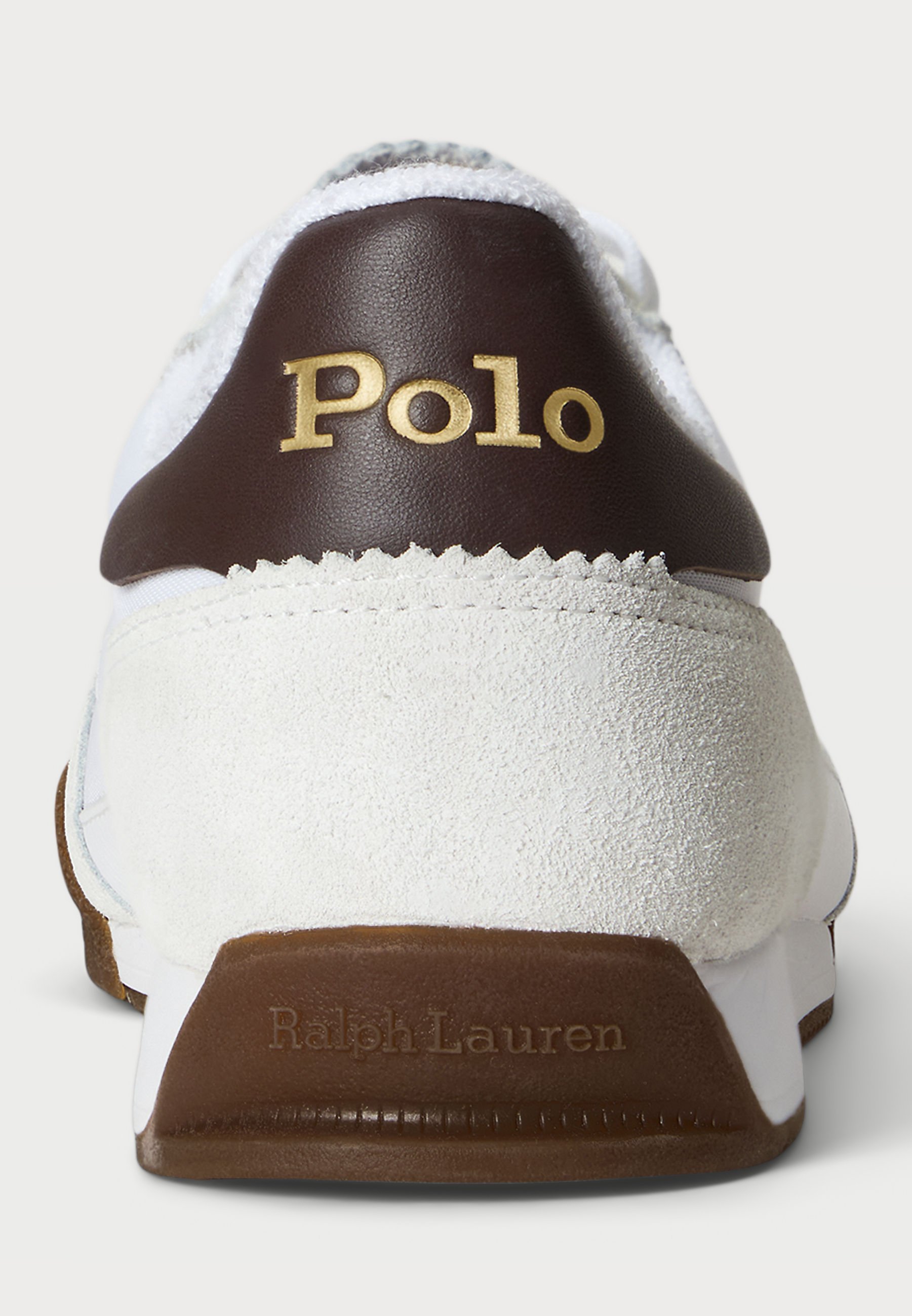 Polo Ralph Lauren HESTER SUÈDE & CANVAS SNEAKER UNISEX - Sneakers - wit/donkerbruin