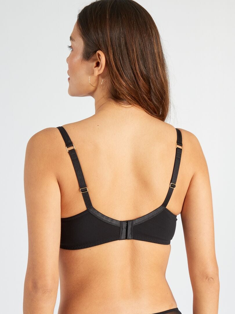 Sutiã volumizador D&G em tule bordado - preto