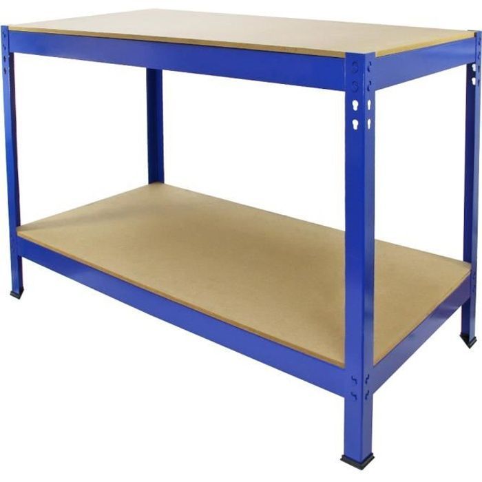 Q-Rax schraubenlose Stahlwerkbank, Blau, 120 cm x 60 cm x 90 cm