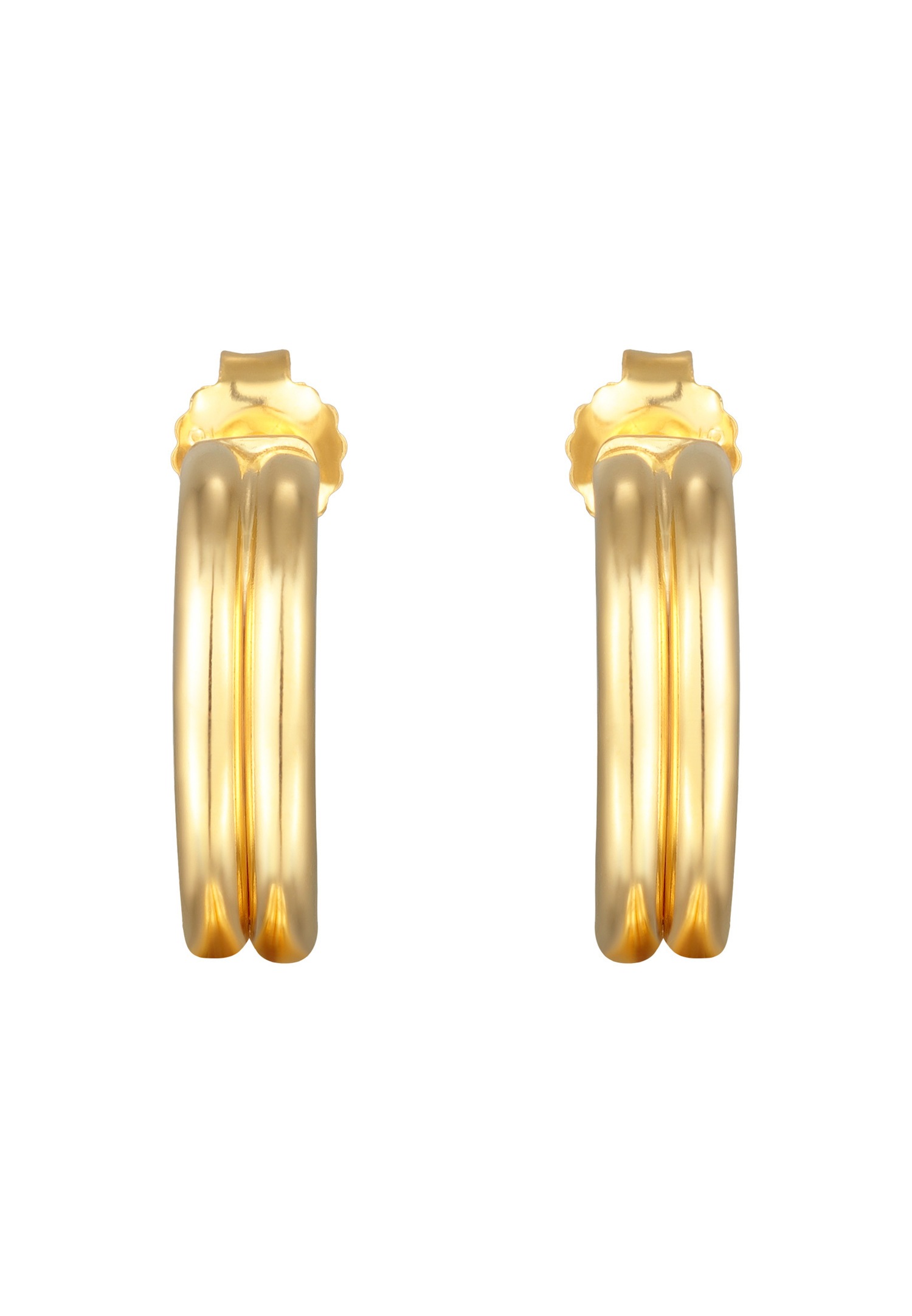 Elli Femmes Créoles Connecteur rainures en Argent Sterling 925 Plaqué Or