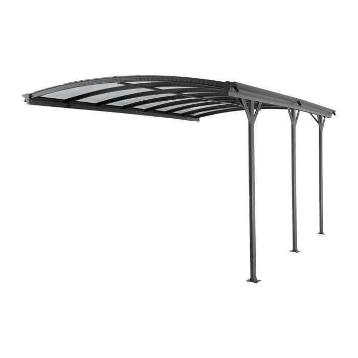 Pérgola/cochera independiente de aluminio - 1 coche - 505 x 239 cm - 15,15 m² - Gris antracita - BARESA