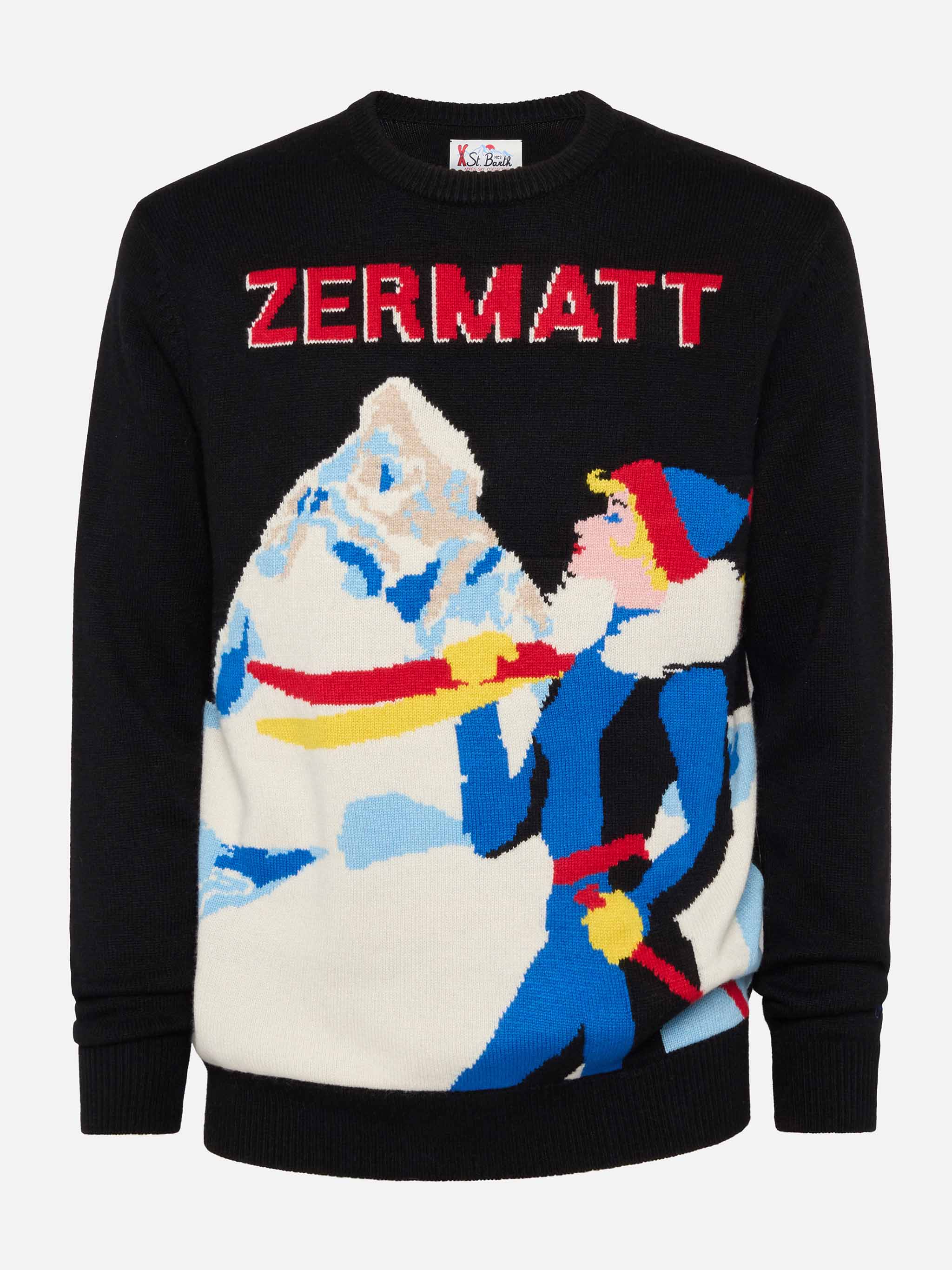 Reon coltrui met Zermatt ansichtkaart jacquard