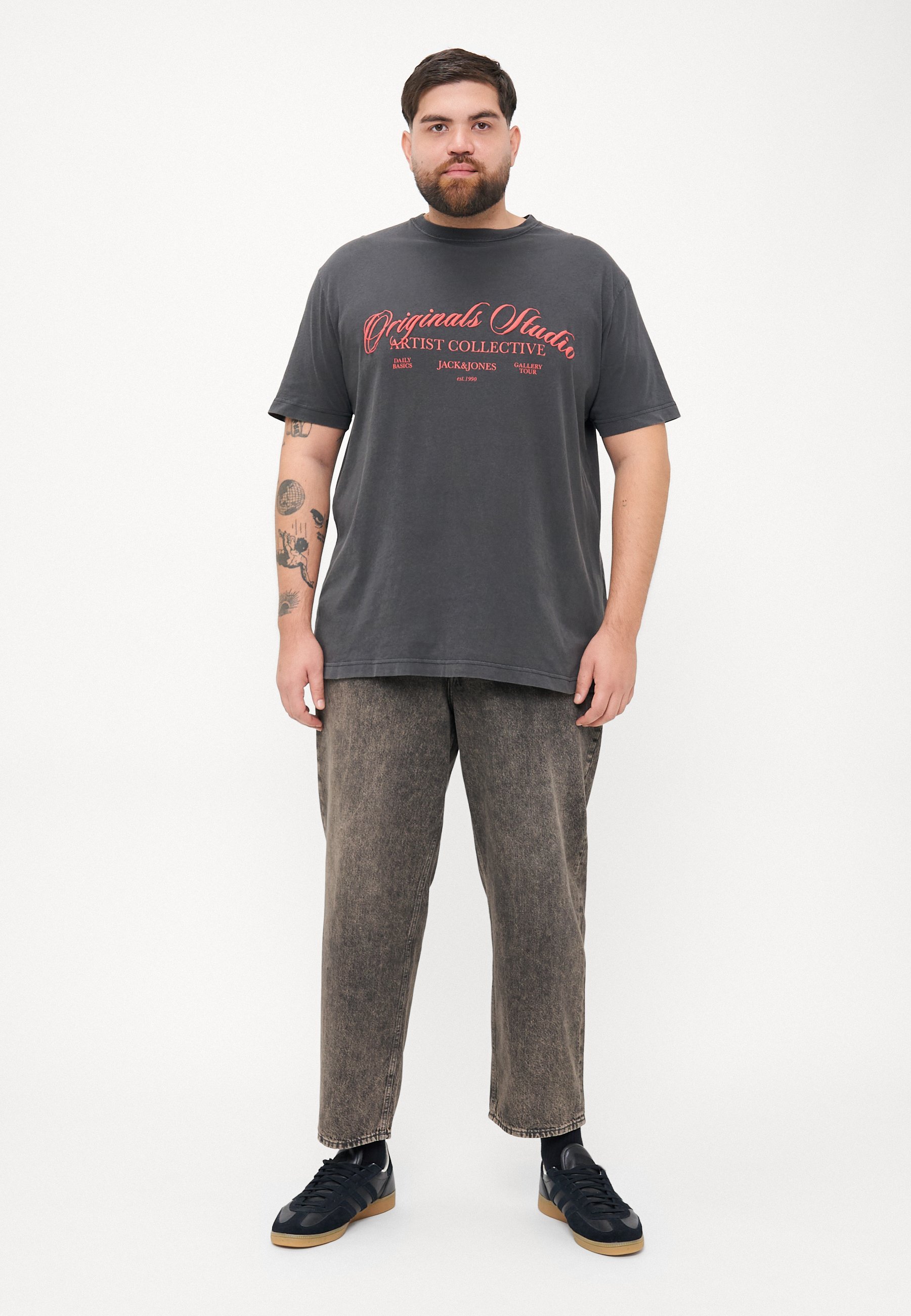 Jack & Jones JORINWOOD WASH T-shirt met ronde hals - T-shirt met print - zwart