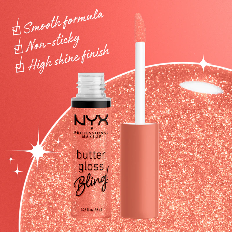 Gloss labial NYX Professional Makeup Butter Gloss Bling com partículas brilhantes