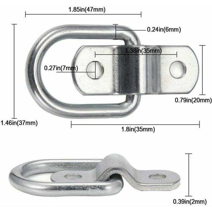 Juego de 6 anillos de amarre de alta resistencia para montaje, aseguramiento, sujeción, fijación, enganche, anclaje de remolque, con dos