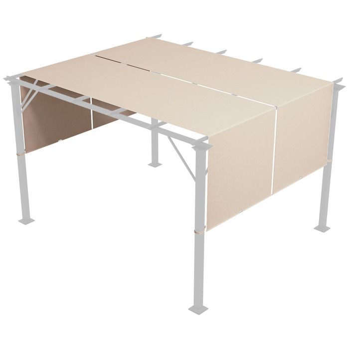 Juego de 2 toldos de repuesto para pérgola - Outsunny - retráctiles, 4,9 x 1,2 m - tejido de poliéster con protección UV - color caqui claro
