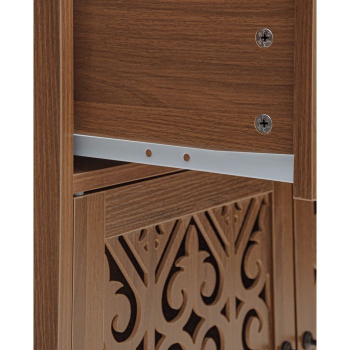 Aparador y bufet MIVRAY con 4 puertas, 2 cajones y estantes ajustables para salón, fabricado en aglomerado de nogal.