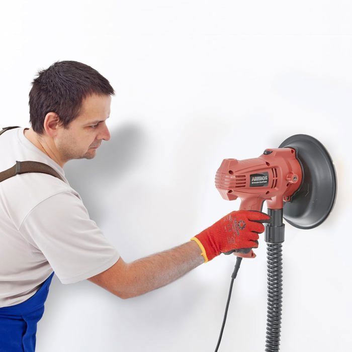 AREBOS Ponceuse cloisons sèches 710 W, 6 vitesses, aspiration intégrée, ergonomique et polyvalente pour murs et plafonds