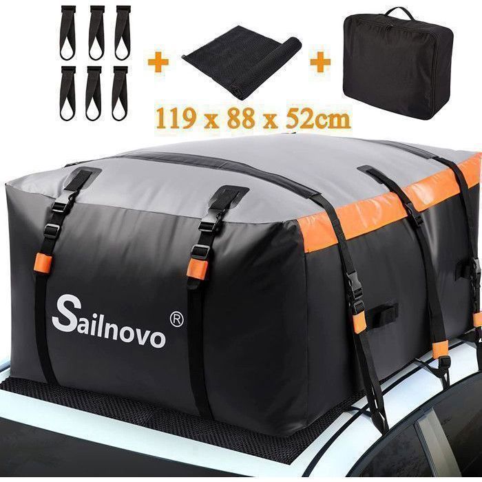 Bolsa de techo para coche - Sailnovo - 119x88x52 cm - Plegable, impermeable, resistente a desgarros, caja de techo duradera - Para todos los coches