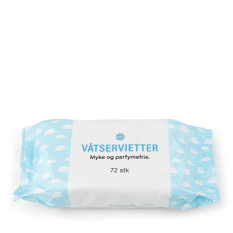 Lingettes humides douces, 72 pièces, douces et sans parfum