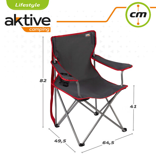  Chaise de camping pliante Aktive avec porte-gobelet