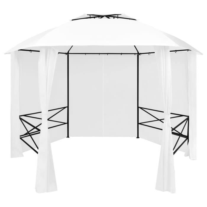 Carpa/Gazebo impermeable LIFE© para fiestas - Pabellón de jardín/Barnum con cortinas 360x312x265 cm Blanco 180 g/m² EU76409