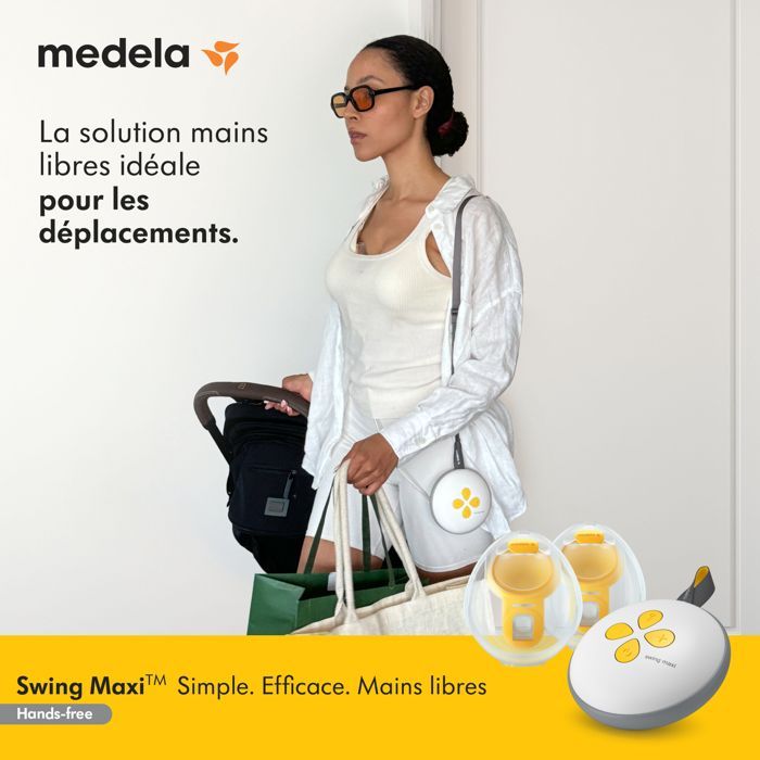 Swing Maxi™ - Tire-lait Électrique Double Hands-free - Compact, Mains Libres, Léger, Ultra-Confortable, Connecté à l’Appli Medela