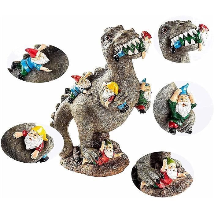 Estatua de dinosaurio gnomo de jardín - Decoración de jardín - Peso: 300 g - Color: A - Material: Resina