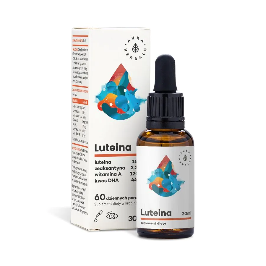 Aura Herbals Luteina + Witamina A + DHA + Zeaksantyna, Krople