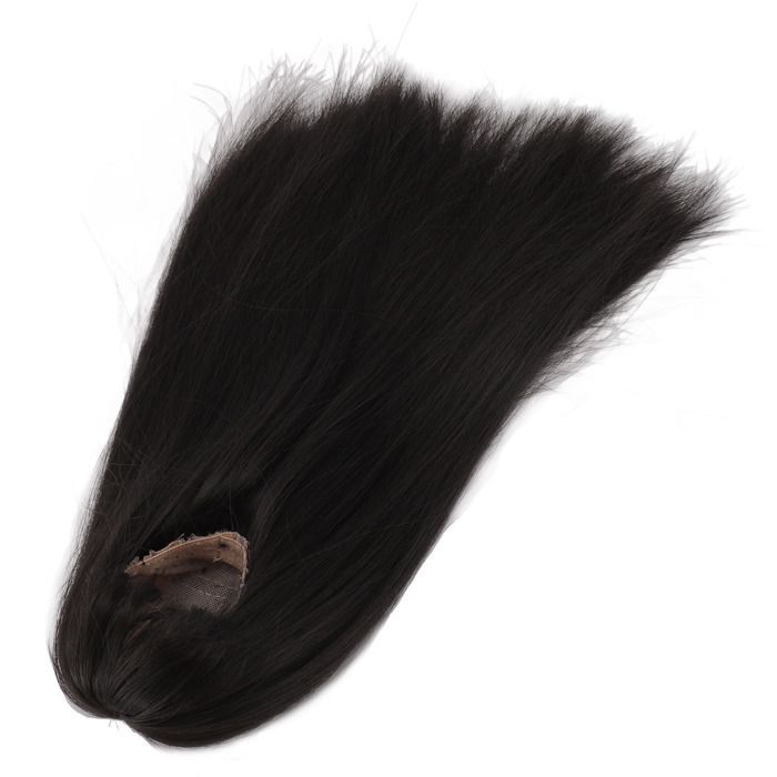 OMABETA Perruque Longue pour Poupée 1/4 avec Frange Réaliste - Fibre Synthétique pour Tête de 18.5‑21cm Noir