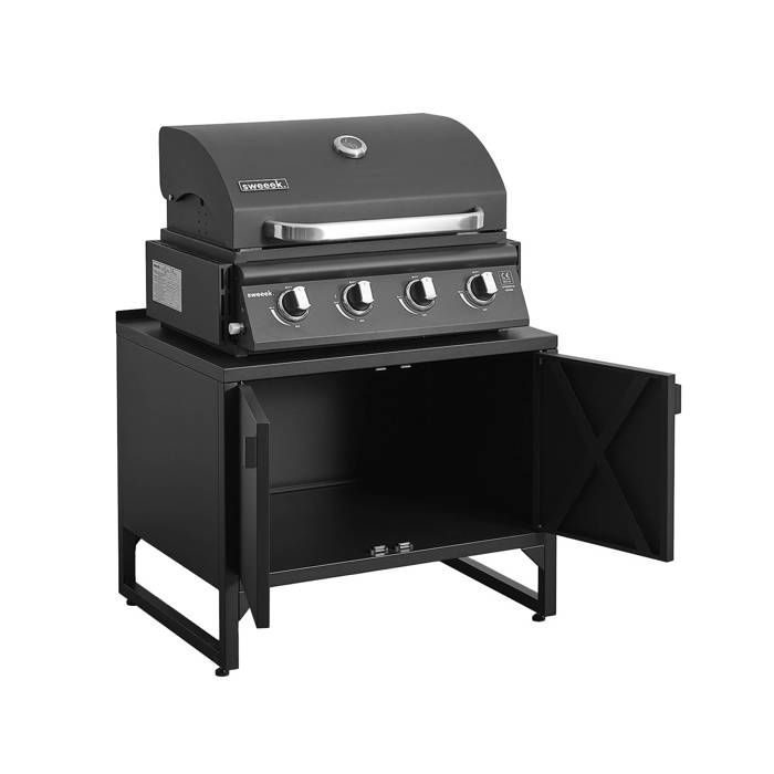 Cocina exterior KEA de 3 módulos de acero inoxidable con barbacoa de gas de 4 quemadores.