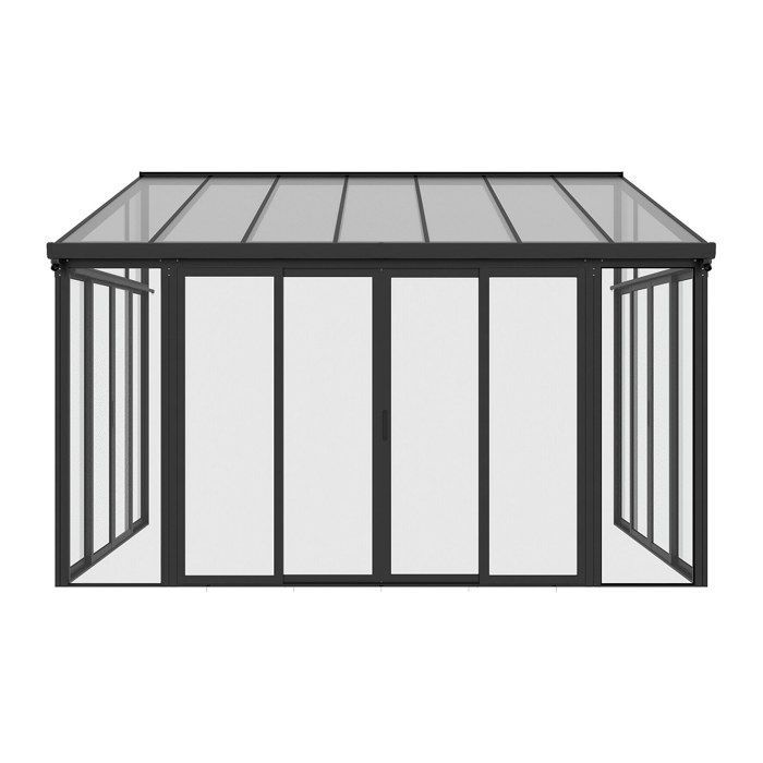 Terraza de aluminio y policarbonato con protección UV - 12,5 m² - antracita - MATHILDA