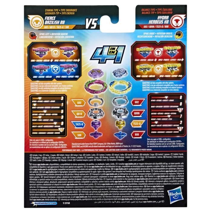 Beyblade Burst QuadStrike Fierce Bazilisk B8 et Hydra Kerbeus K8