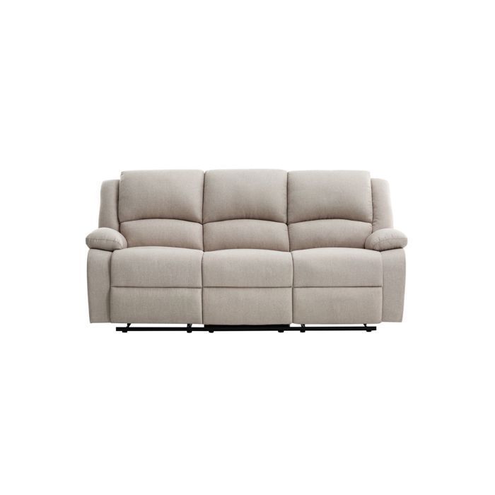 LEO 3-Sitzer-Sofa mit manueller Relaxfunktion, Stoffbezug, Beige, B 193 x T 93 x H 96 cm, LOUNGITUDE