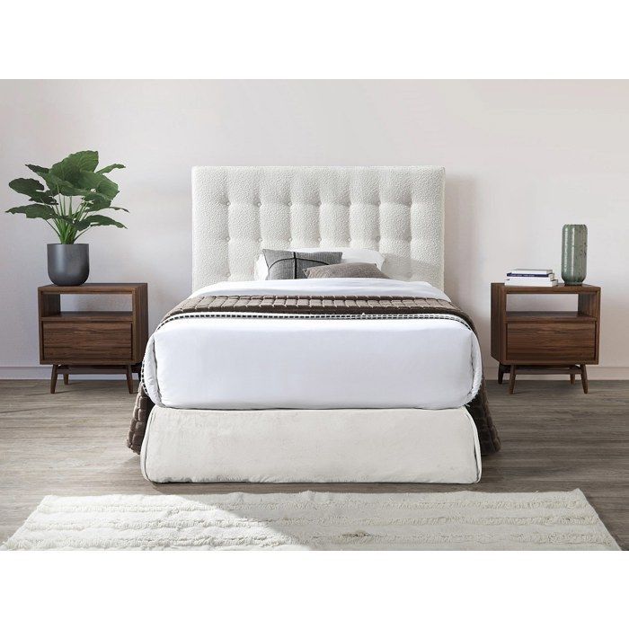 Tête de lit capitonnée 160 cm - Tissu bouclette - Blanc - FRANCESCO
