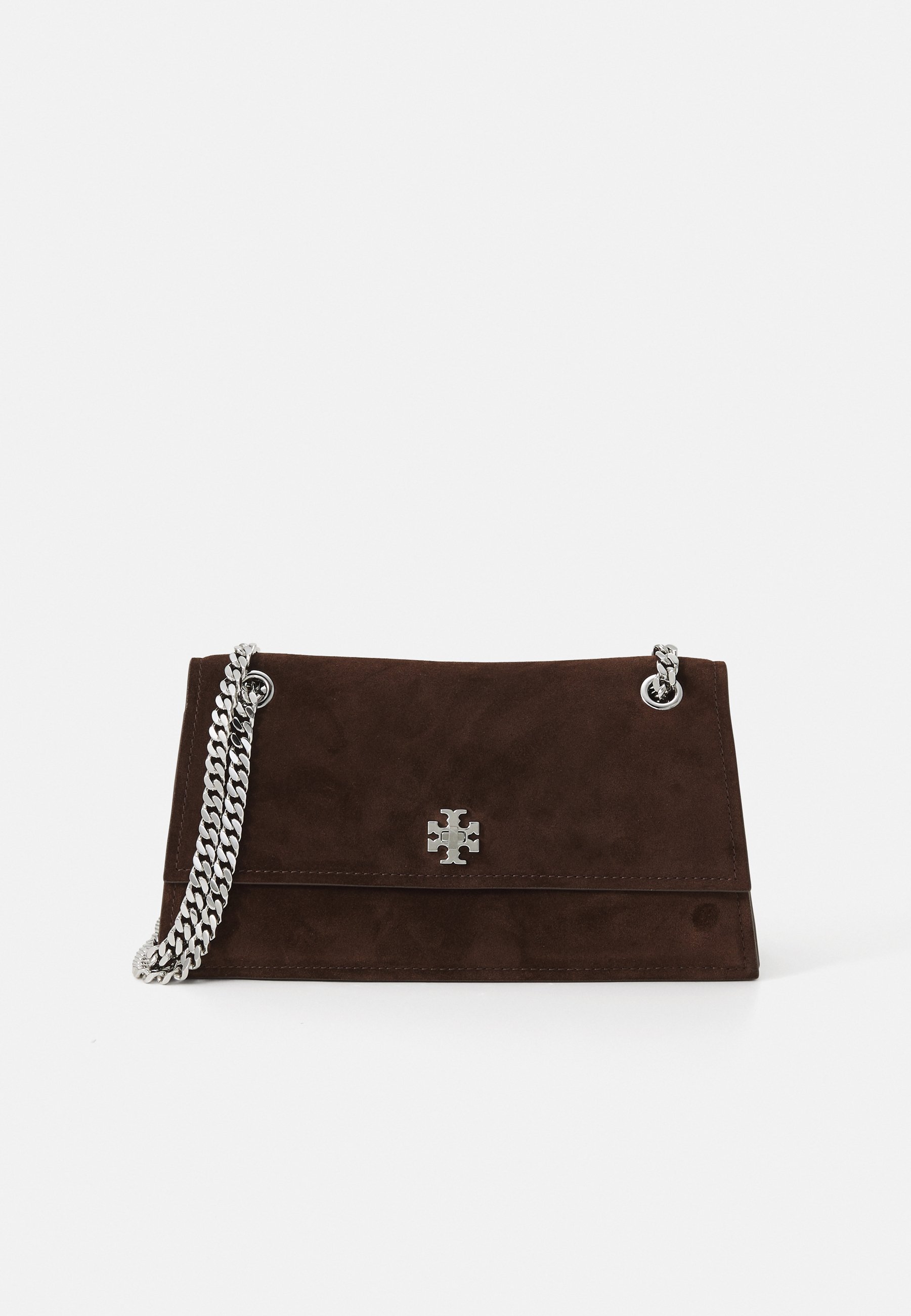 Tory Burch TURNLOCK SUÈDE SCHOUDERTAS - Crossbodytas - donkerbruin