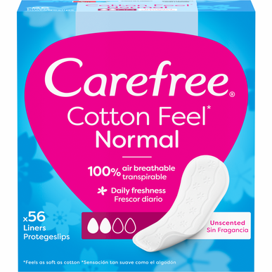 Carefree Cotton Feel Normal tisztasági betét, légáteresztő, mindennapi használatra, 56 darab