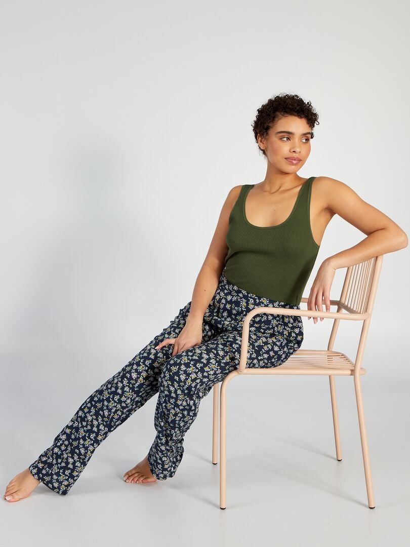Geribbelde gebreide tanktop - GROEN