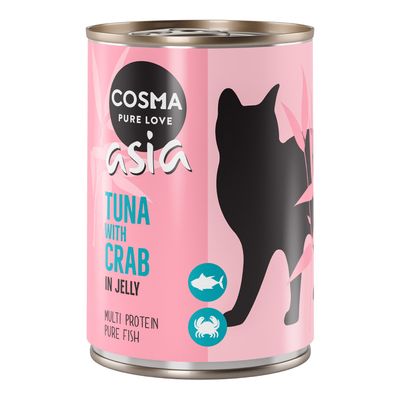 12 x 400g Cosma Original & Asia σε ζελέ υγρή τροφή για γάτες - Ειδική τιμή!*