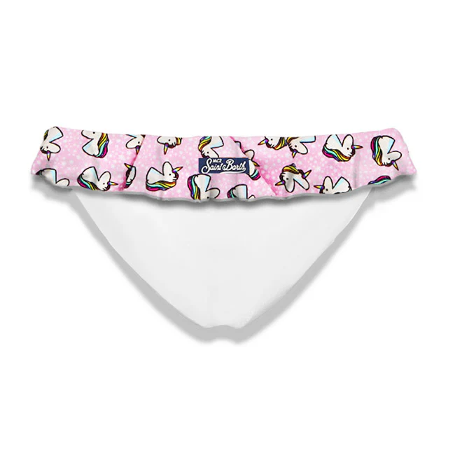 Meisjesbikinibroekje met ruches en eenhoornprint