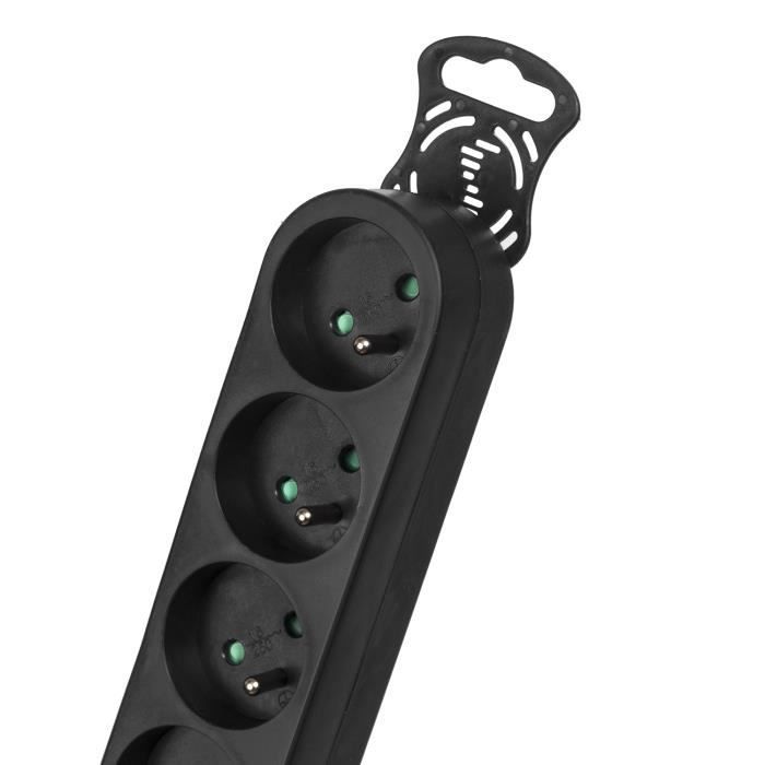 Regleta - Bloque - 5 enchufes - Interruptor - 5 m - Negra