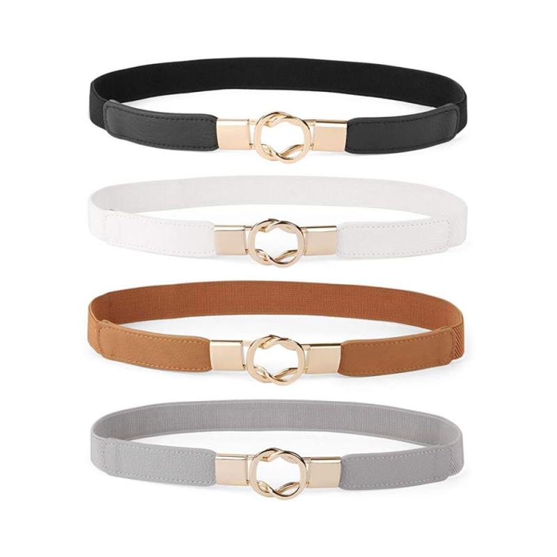 Ceinture fine pour robe femme style rétro extensible, lot de 4 grandes tailles