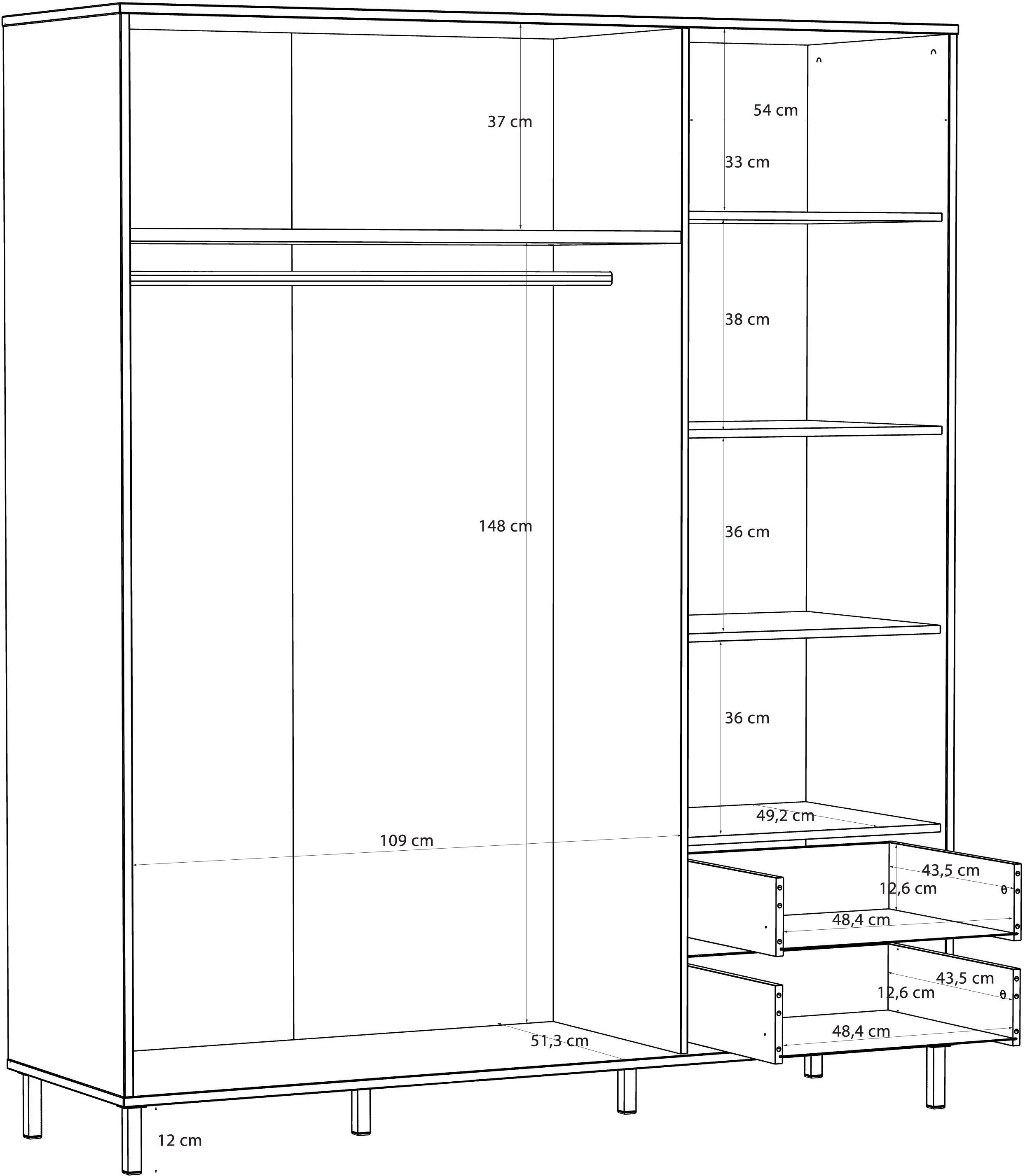 Armoire - 2 portes - étagères + tiroirs  - L168,4 x P52,9 x H201,6 cm - Cachemire et terracotta - MILLES