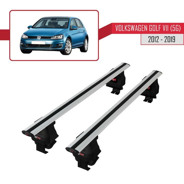 Barras de techo ACE-4 compatibles con Volkswagen Golf 7 (5G) 2013-2019, portaequipajes de techo para coche (gris), aluminio, 2 barras.