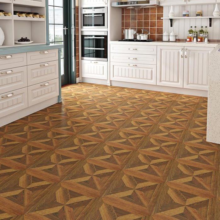 Rollo de suelo de linóleo efecto parquet oscuro 30x450CM Rollo de suelo de PVC Lino 30x450CM Madera retro marrón SUELO DE PVC MADERA MARRÓN