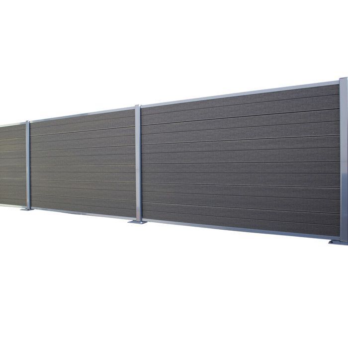 Komplettes, coextrudiertes Verbundzaun-Erweiterungsset 1,50 m – L: 150 cm – B: 6,5 cm – Anthrazitgrau/Hellgrau