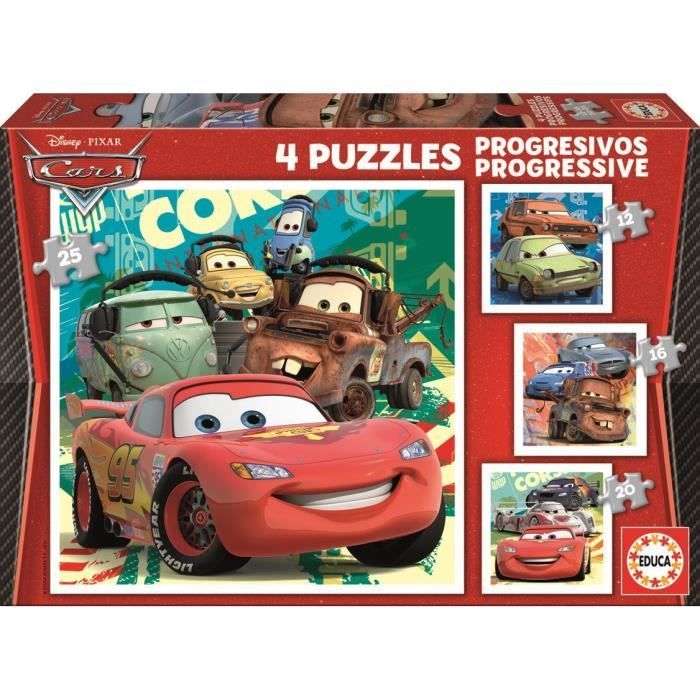 Disney Cars progressive puzzle, Cartoons and Comics, EDUCA 83386, ages 3+