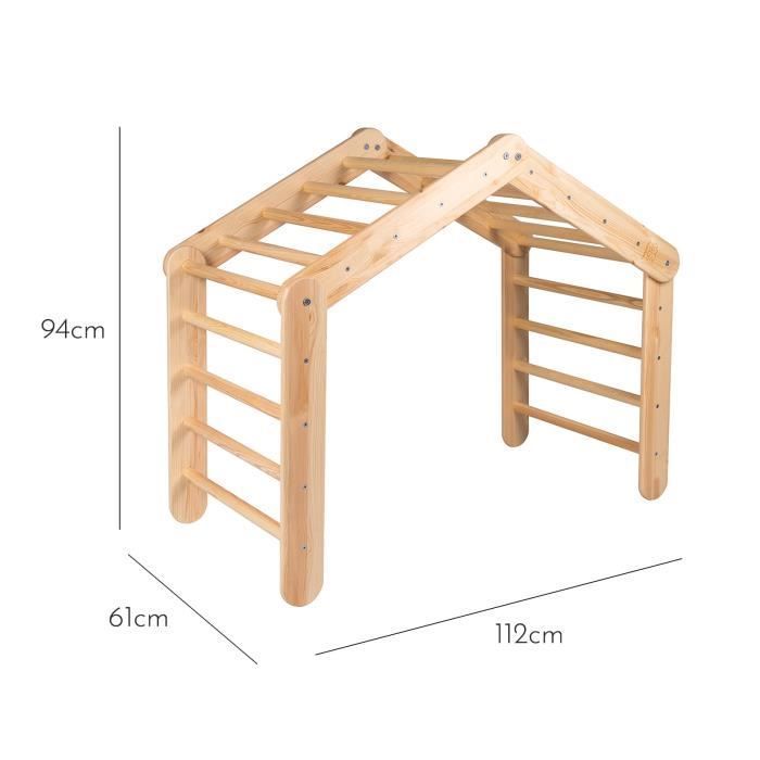Speelhuisje met opklapbare ladder - MeowBaby® - 112x61x94 cm - Hout - Roze - Voor kinderen vanaf 3 jaar