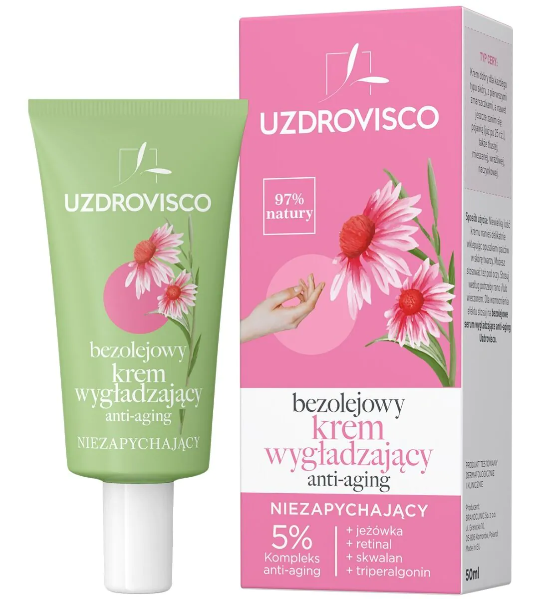 Uzdrovisco Bezolejowy krem wygładzający anti-aging niezapychający
