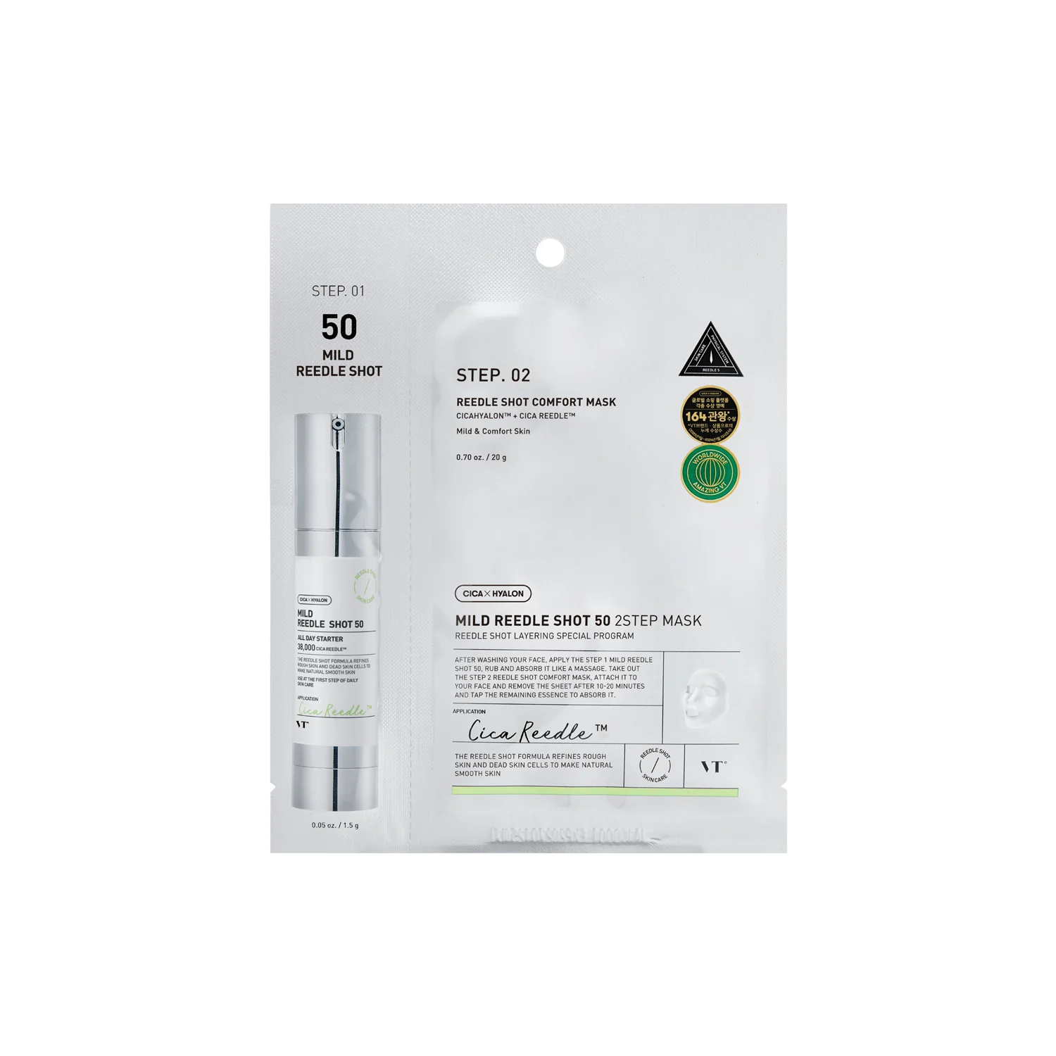 Viso MILD REEDLE SHOT 50 2-STEP MASK - Cofanetto Antimperfezioni, Cofanetto Antirughe, Maschera Anti-età viso, Siero viso antimperfezioni, Trattamento Rigenerante