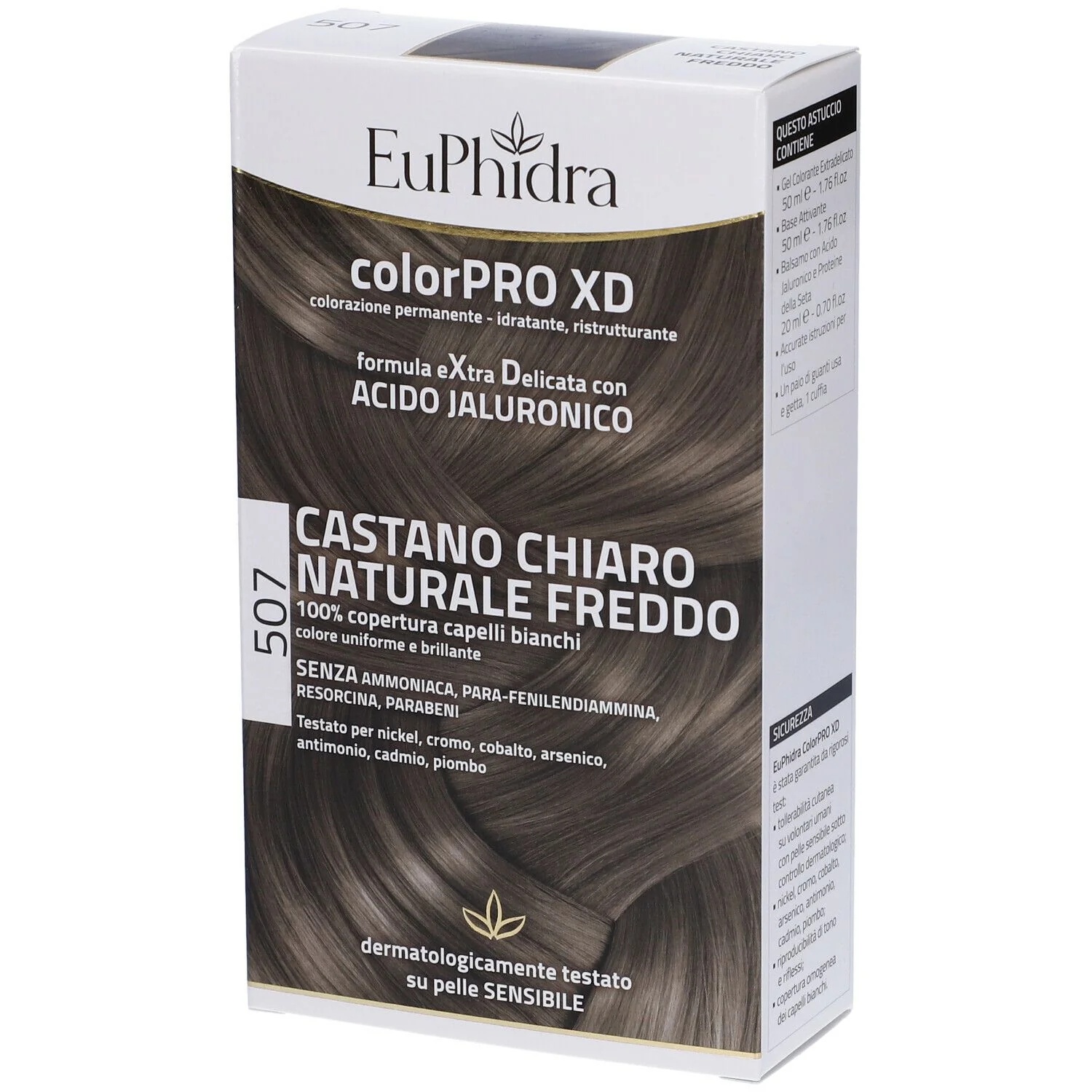 EUPHIDRA Euphidra Colorpro XD 507 Svetlo rjava naravna hladna barva + aktivator + balzam + pokrovček + rokavice