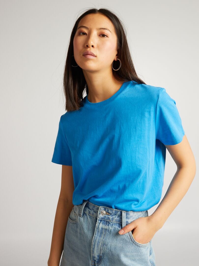 Camiseta de malha lisa - AZUL