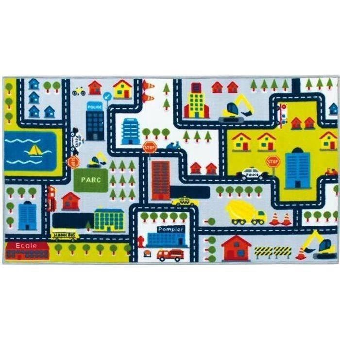 CIRCUIT - Alfombra de juegos para habitación infantil - Alfombra con diseño de pista de coches 75 x 133 cm - Poliamida - Multicolor