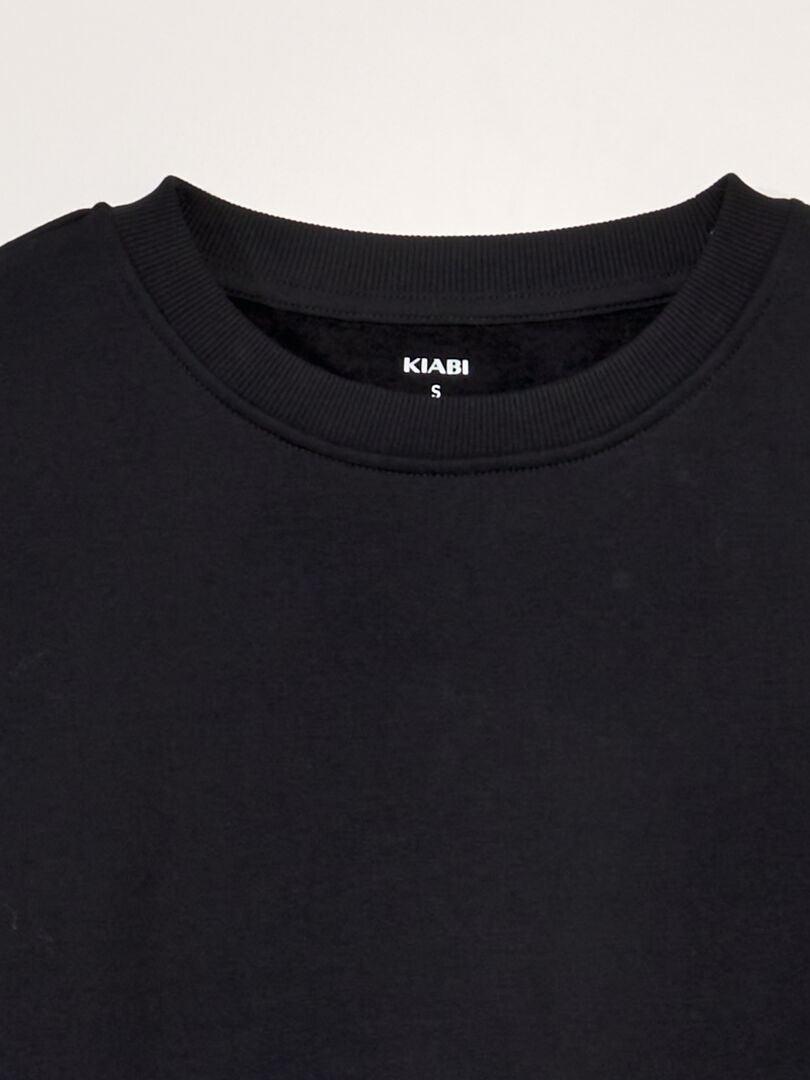 Sweatshirt met ronde hals - ZWART