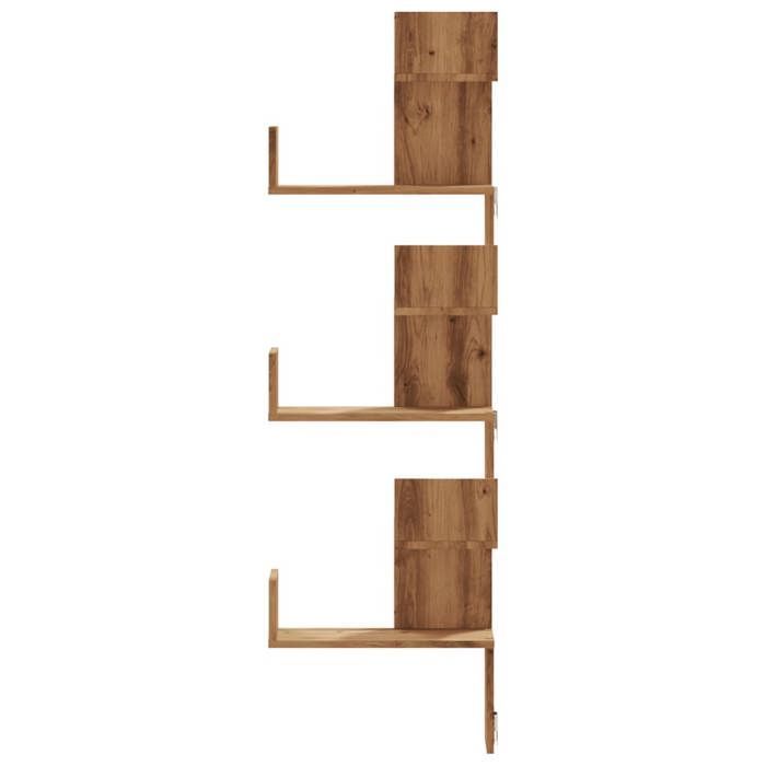 Estante de esquina de pared vidaXL, madera de roble de ingeniería hecha a mano, estante de esquina, estante colgante, estante de pared 852644