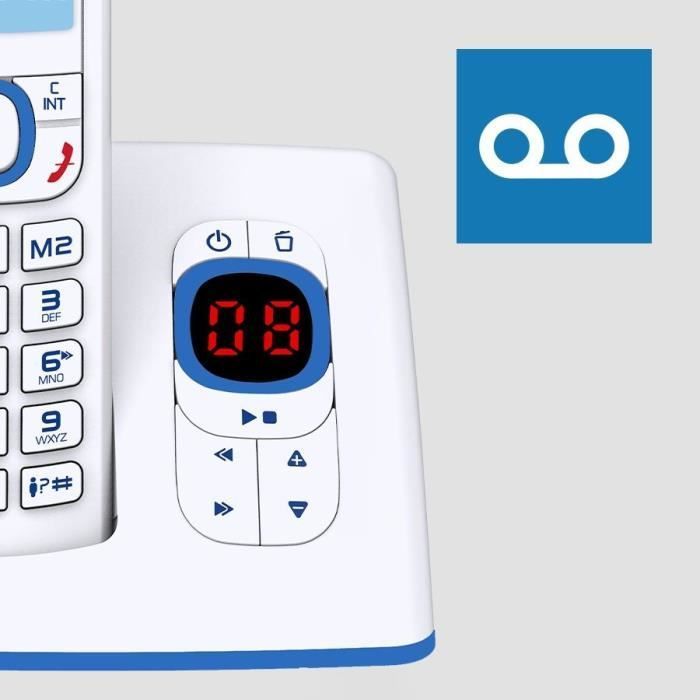 Cordless phone - ALCATEL - F530 Voice - Answering machine, call blocking, hands-free, 2 speed dial numbers, White/Blue