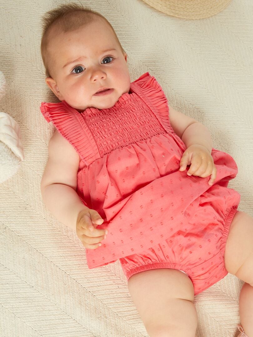 Vestido de voile de algodão + calcinha - 2 peças - ROSA