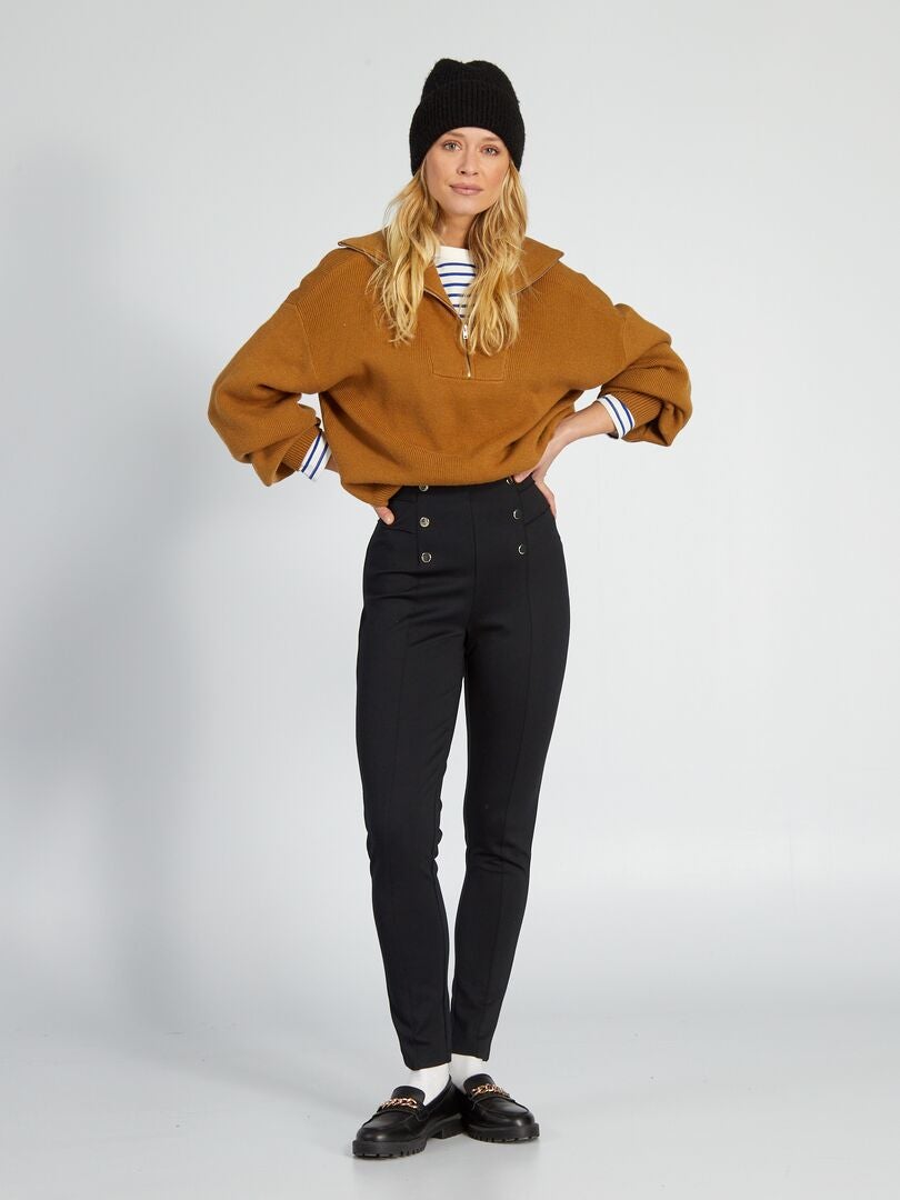 Milano gebreide lange legging - zwart