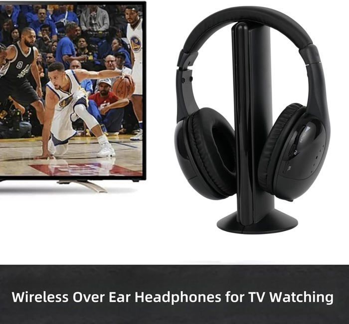 Casque TV Stéréo Sans Fil - LASER GENETICS CARRON - Noir - Hi-Fi - Moniteur - Radio FM
